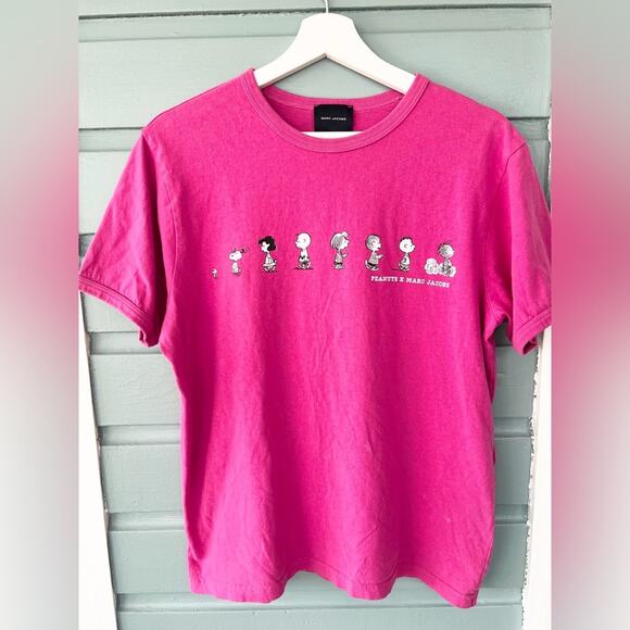 Marc Jacobs x Peanuts collaboration short sleeve t shirt pink Charlie Brown S - Picture 1 of 7